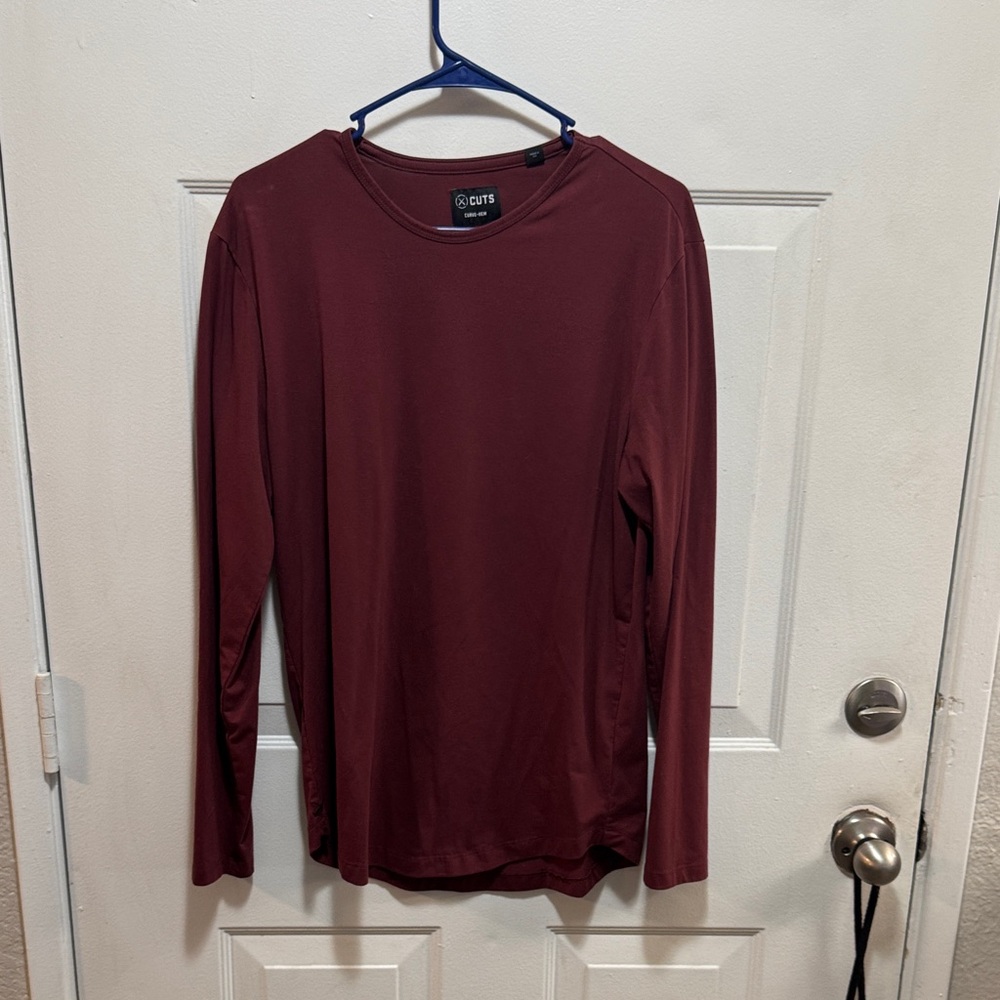 Cuts Men's Maroon Long Sleeve Shirt